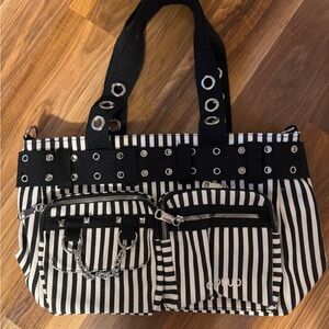 Stylish Black and White Striped Tote